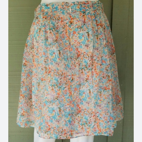 J.Crew- Waterlily Floral Soiree Chiffon Skirt- 100%Silk . Size 4 - Picture 1 of 5